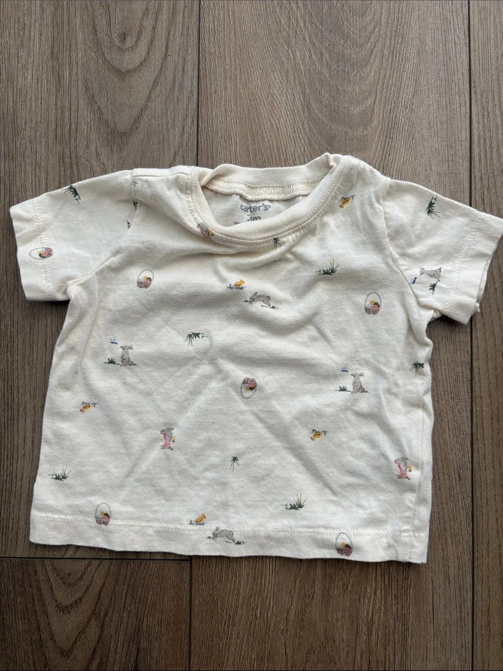 Carter's Cream Short Sleeve Tee with Tiny Animal & Nature Motifs